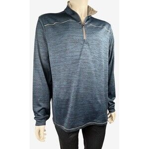 Pebble Beach Mens Large Blue Dry-Luxe Performance 1/4 Zip Shirt Pull Over New